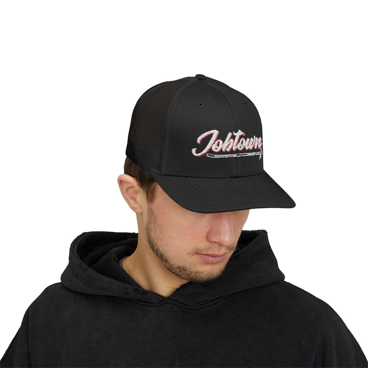 Jobtown Hook White Letters Trucker Hat