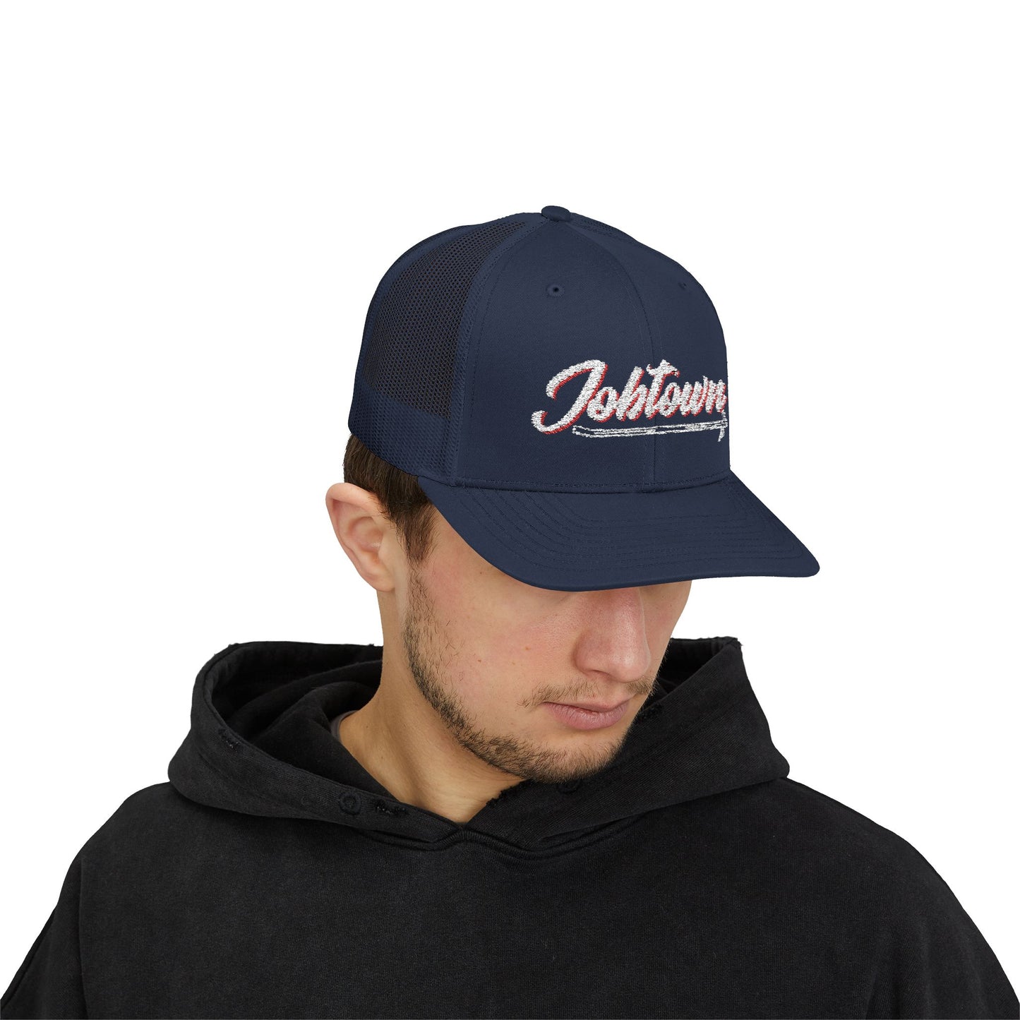 Jobtown Hook White Letters Trucker Hat